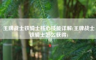 王牌战士铁骑士核心技能详解(王牌战士铁骑士怎么获得)