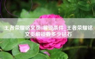 王者荣耀铭文页3解锁条件_王者荣耀铭文页解锁要多少钻石