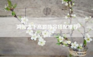 鸿图之下高顺阵容搭配推荐
