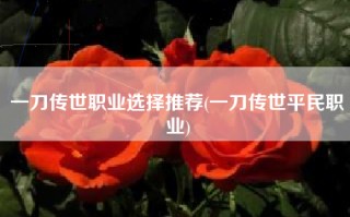 一刀传世职业选择推荐(一刀传世平民职业)
