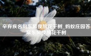 辛弃疾名句东风夜放花千树_蚂蚁庄园答案东风夜放花千树