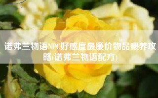 诺弗兰物语NPC好感度最廉价物品喂养攻略(诺弗兰物语配方)