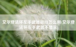 艾尔登法环左手武器战技怎么用(艾尔登法环左手武器不显示)