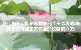 餐厅是不可能正常营业的全关卡攻略(餐厅是不可能正常营业的攻略第六关)