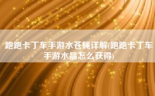 跑跑卡丁车手游水苍蝇详解(跑跑卡丁车手游水晶怎么获得)
