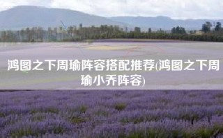 鸿图之下周瑜阵容搭配推荐(鸿图之下周瑜小乔阵容)