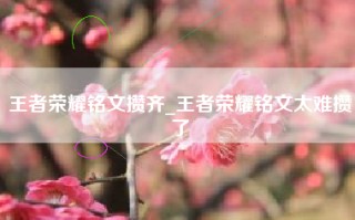 王者荣耀铭文攒齐_王者荣耀铭文太难攒了