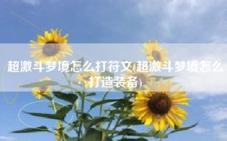 超激斗梦境怎么打符文(超激斗梦境怎么打造装备)