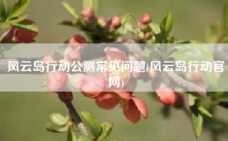 风云岛行动公测常见问题(风云岛行动官网)