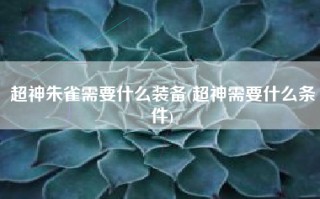 超神朱雀需要什么装备(超神需要什么条件)
