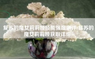 复苏的魔女莉莉娅技能强度测评(复苏的魔女莉莉娅获取详细)