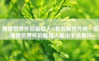 魔兽世界怀旧服猎人t6套装属性外观一览 (魔兽世界怀旧服猎人输出手法循环)