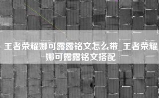 王者荣耀娜可露露铭文怎么带_王者荣耀娜可露露铭文搭配