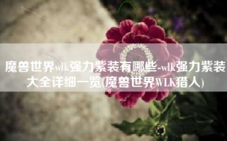 魔兽世界wlk强力紫装有哪些-wlk强力紫装大全详细一览(魔兽世界WLK猎人)