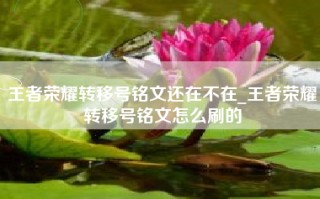 王者荣耀转移号铭文还在不在_王者荣耀转移号铭文怎么刷的