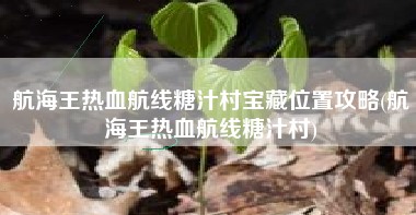 航海王热血航线糖汁村宝藏位置攻略(航海王热血航线糖汁村)