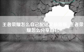王者荣耀怎么自己配铭文最新版_王者荣耀怎么分享自己