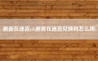 邂逅在迷宫r3(邂逅在迷宫兑换码怎么用)