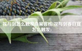 花与剑怎么触发命案客栈(花与剑春日宴怎么触发)