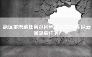 绝区零隐藏任务鸡同鸭讲完成攻略(绝云间隐藏任务)