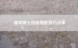 魔城骑士技能搭配技巧分享