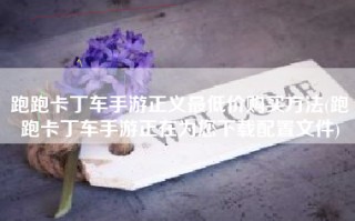 跑跑卡丁车手游正义最低价购买方法(跑跑卡丁车手游正在为您下载配置文件)