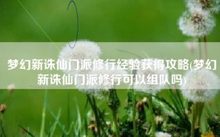 梦幻新诛仙门派修行经验获得攻略(梦幻新诛仙门派修行可以组队吗)