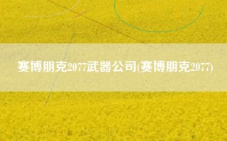 赛博朋克2077武器公司(赛博朋克2077)