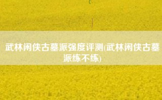 武林闲侠古墓派强度评测(武林闲侠古墓派练不练)
