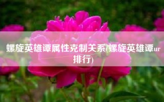 螺旋英雄谭属性克制关系(螺旋英雄谭ur排行)