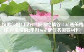 神雕侠侣2手游9.18爱闯绝情谷40-60通关路线(神雕侠侣2手游96光武任务需要材料)