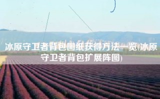 冰原守卫者背包图纸获得方法一览(冰原守卫者背包扩展阵图)