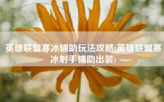 英雄联盟寒冰辅助玩法攻略(英雄联盟寒冰射手辅助出装)