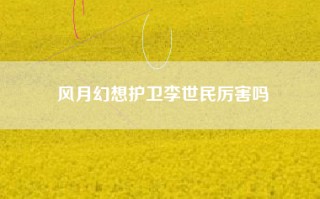 风月幻想护卫李世民厉害吗