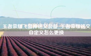 王者荣耀飞雷神铭文装备_王者荣耀铭文自定义怎么更换
