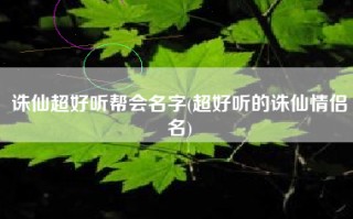 诛仙超好听帮会名字(超好听的诛仙情侣名)