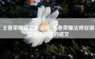 王者荣耀铭文中法师_王者荣耀法师安琪拉使用最好的铭文