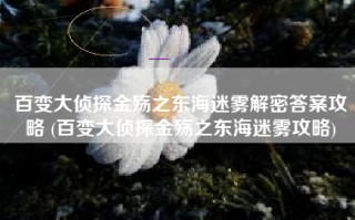 百变大侦探金殇之东海迷雾解密答案攻略 (百变大侦探金殇之东海迷雾攻略)