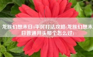 龙族幻想末日4平民打法攻略(龙族幻想末日普通开头那个怎么过)