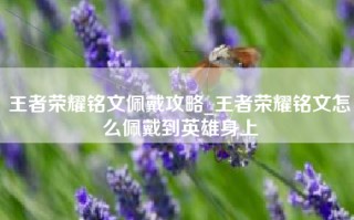 王者荣耀铭文佩戴攻略_王者荣耀铭文怎么佩戴到英雄身上