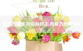 复古传奇手游暗殿教主,有复古传奇手游么