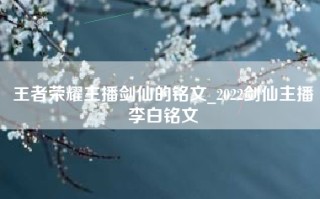 王者荣耀主播剑仙的铭文_2022剑仙主播李白铭文