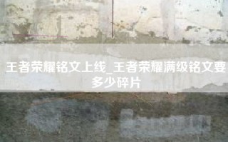 王者荣耀铭文上线_王者荣耀满级铭文要多少碎片