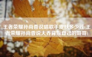 王者荣耀孙尚香说唱歌手皮肤多少钱(王者荣耀孙尚香说大乔背叛自己的哥哥)