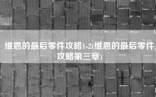 维恩的最后零件攻略1-2(维恩的最后零件攻略第三章)