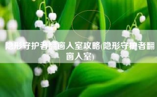 隐形守护者翻窗入室攻略(隐形守护者翻窗入室)