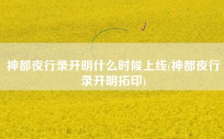 神都夜行录开明什么时候上线(神都夜行录开明拓印)