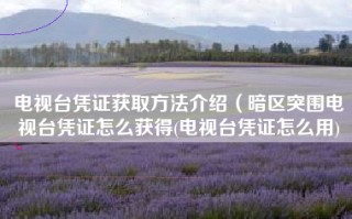 电视台凭证获取方法介绍（暗区突围电视台凭证怎么获得(电视台凭证怎么用)