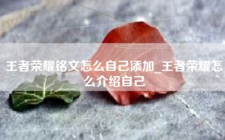 王者荣耀铭文怎么自己添加_王者荣耀怎么介绍自己