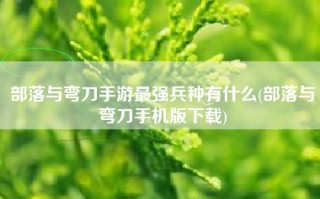 部落与弯刀手游最强兵种有什么(部落与弯刀手机版下载)